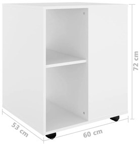Móvel com rodas 60x53x72 cm derivados de madeira branco