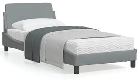 373065 vidaXL Estrutura de cama c/ cabeceira tecido 80x200 cm cinza-claro