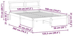 Estrutura da Cama Branco 120 x 190 cm Madeira de Pinheiro