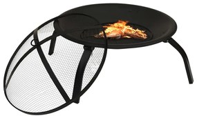 Braseira e barbecue 2-em-1 com atiçador 56x56x49 cm aço