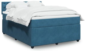 Cama com molas/colchão 140x200 cm veludo azul