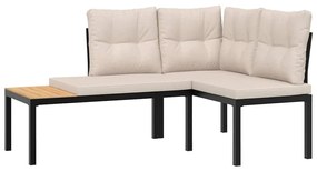 4 pcs sofás de jardim com almofadões aço revestido a pó preto
