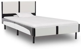 Estrutura de cama 90x200 cm couro artificial preto e branco