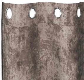 Cortinas de Veludo 2 pcs com Ilhós Cappuccino 140x140 cm