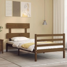 3195079 vidaXL Estrutura cama cabeceira 90x200 cm madeira maciça castanho-mel