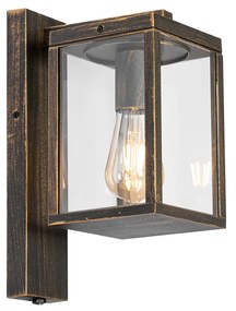 Lanterna de parede externa ouro antigo com sensor claro-escuro IP44 - Charlois Industrial,Clássico / Antigo