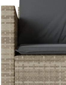 3 pcs conjunto bistrô com almofadões vime PE cinzento claro