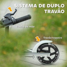 Trotinete Dobrável para Crianças de 3-8 Anos com Luzes LED Guiador com 4 Alturas Ajustáveis Travão Traseiro e de Mão 73x36x73-89 cm Branco