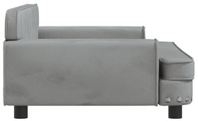Sofá infantil 90x53x30 cm veludo cinzento-claro