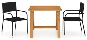 vidaXL 3 pcs conjunto de jantar para jardim preto