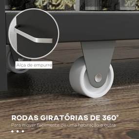 Estante de Armazenamento Casa de Banho de 3 Níveis Estante Estreita com Alça Lateral Estante com Rodas 48x15x80cm Preto