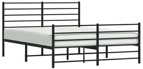 Estrutura de cama com cabeceira e pés 150x200 cm metal preto