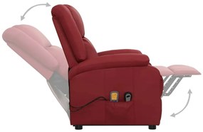 Poltrona massagens elevatória couro artificial vermelho tinto