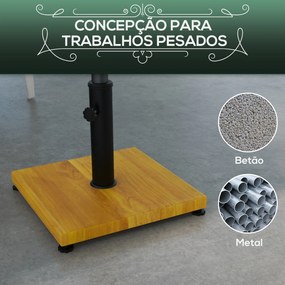 Base de Chapéu de Sol Quadrada Preenchida com Betão Peso 25 kg para Mastros de Ø34/38/48 mm 45x45x33,5 cm Natural