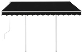 Toldo retrátil automático com postes 3,5x2,5 m antracite