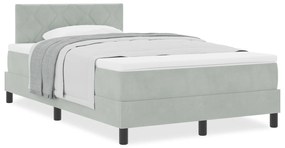 Cama Box com Colchão vidaXL Cinza Claro 120x200 cm Veludo