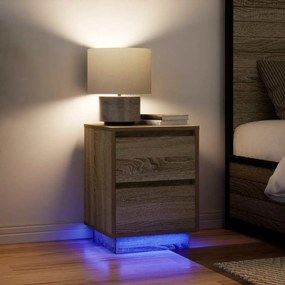 vidaXL Mesas cabeceira c/ luzes LED 2 pcs 38x34x50cm carvalho sonoma