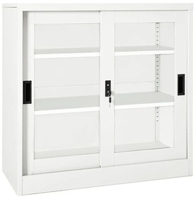 vidaXL Armário com porta deslizante aço 90x40x90 cm branco