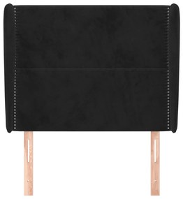 Cabeceira de cama c/ abas veludo 83x23x118/128 cm preto