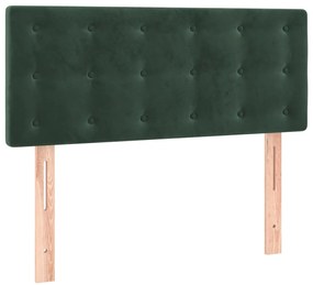 Cama box spring c/ colchão/LED 120x200 cm veludo verde-escuro