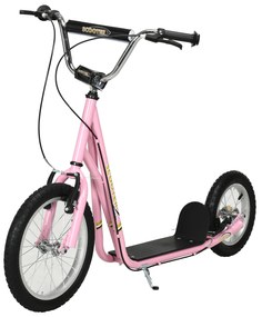 HOMCOM Trotinete para Crianças Min.5 Anos 2 Rodas com Duplo Freio e Guidão Ajustável Altura Adolecentes Adultos 135x58x92-100 cm Rosa | Aosom Portugal