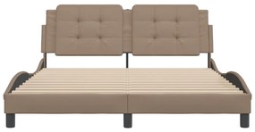 Estrutura cama cabeceira 160x200 cm couro artificial cappuccino