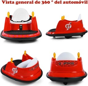 Carrinho de choques infantil elétrico giratório 360° 6 V com luzes Música 57 x 75 x 42 cm Vermelho