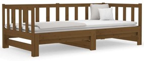 Estrutura sofá-cama de puxar 2x(90x190)cm pinho maciço castanho