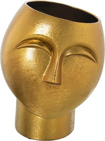 Jarro Ceramica Rosto Ouro 30cm 22x22x28cm, Boca:ø15cm