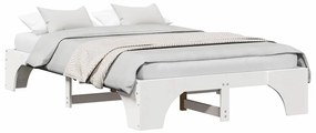 Cama Branca 140x190 cm em Madeira de Pinho Sólido