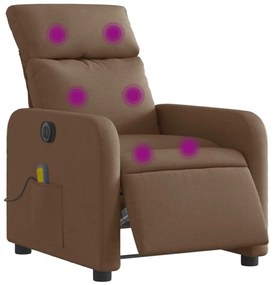 Poltrona de massagens reclinável elétrica tecido castanho