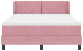 Cama Box Spring com Colchão Rosa 140x190 cm Veludo