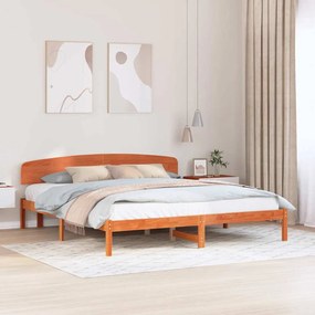vidaXL Estrutura de Cama com Cabeceira Castanho Encerado 180x200 cm Madeira Maciça de Pinho