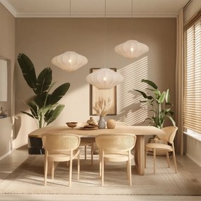 Candeeiro suspenso Japandi bege 50cm 3-luzes - Plu