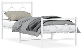 vidaXL Estrutura de cama com cabeceira e pés 75x190 cm metal branco
