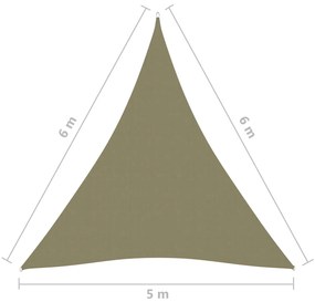 Para-sol estilo vela tecido oxford triangular 5x6x6 m bege