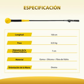 Conjunto de 2 Treinadores de Swing de Golfe, Pega Ergonómica de Fibra de Vidro, Amarelo