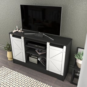 Móvel TV Ahris – Cinza e Branco – 140x35x85 cm