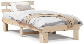 Estrutura de Cama com Cabeceira 100x200 cm Madeira Maciça de Pinho