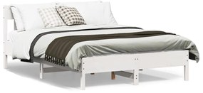 Cama sem colchão 140x200 cm madeira de pinho maciça branco