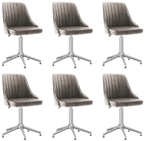 vidaXL Cadeiras de jantar giratórias 6 pcs veludo cinzento-claro