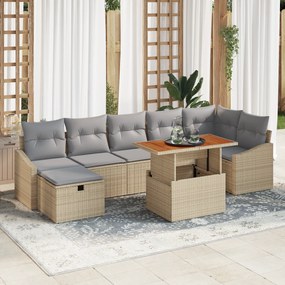 Conjunto de Sofá para Jardim de 8 Peças com Almofadas em Rattan Poliés