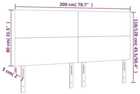 Cabeceira de cama c/ luzes LED veludo 200x5x118/128 cm preto