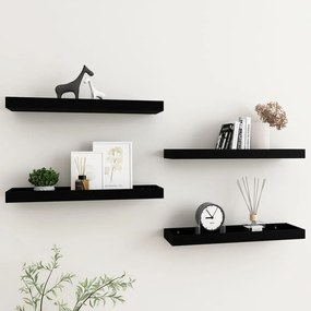 vidaXL Prateleiras de parede Loggia 4 pcs 60x15x4 cm MDF preto