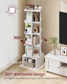 Estante 40 x 40 x 155,8 cm giratória 360° com compartimentos abertos e 5 níveis Coleção Custos Branca