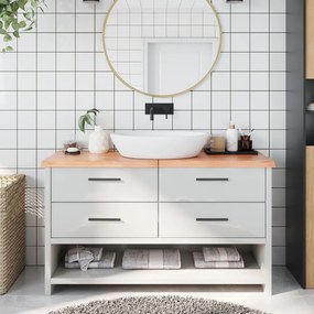 Bancada p/ WC 140x50x(2-4) cm madeira maciça tratada castanho