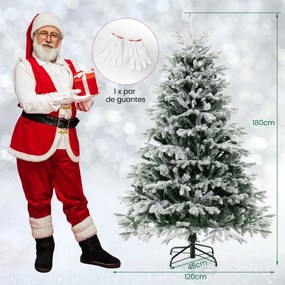 Árvore de Natal artificial com luzes LED brancas quentes e base de montagem fácil - 180 cm verde e branco