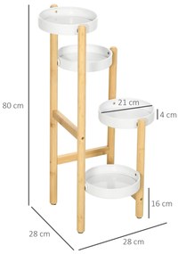 Outsunny Suporte para Plantas Prateleira para Plantas com Pés de Bambu