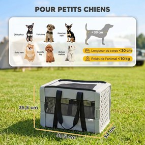 Transportadora para Gatos e Cães Dobrável, 49,5 x 34 x 35,5 cm, Tecido Impermeável, Cinzenta