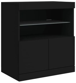 Aparador com luzes LED 60x37x67 cm preto